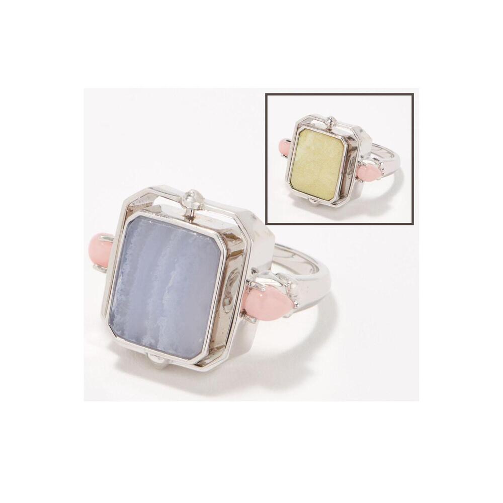 Generation Gems Reversible Gemstone Ring Sterling Silver Blue Agate